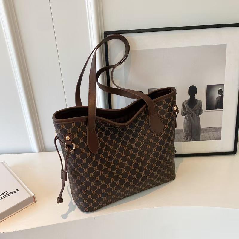 Large Capacity Women'S Fashion Commuter Shoulder Bag Vintage Printed Portable Tote Bag