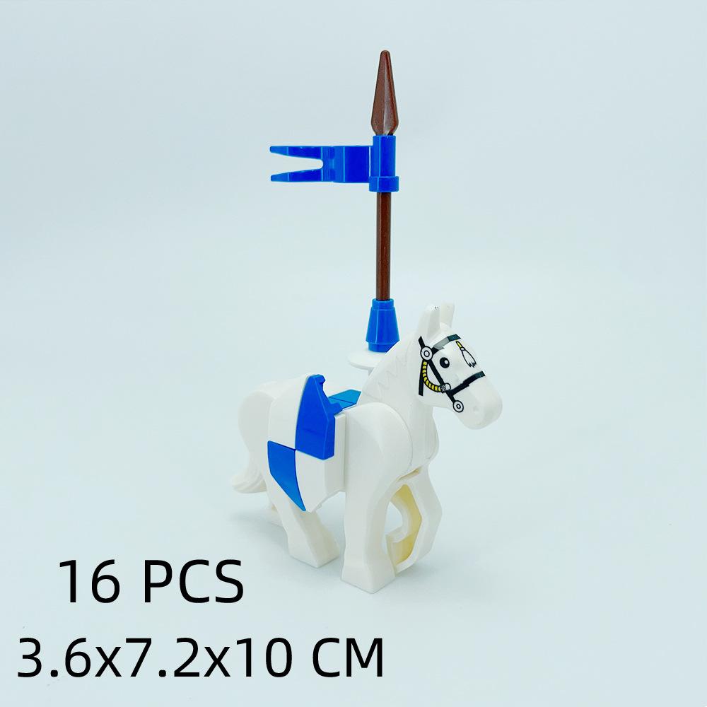 Small Particles Medieval Ancient Weapons War Military Tent Viewing Platform Showdown War Horse Building Block Scene