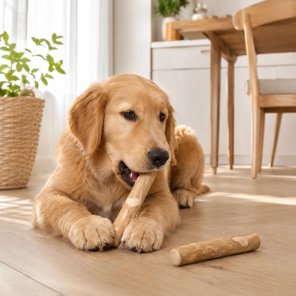 Bastoncino per Cani in Legno di Caffè Naturale - Giocattolo per Animali Domestici per Masticatori Aggressivi di Taglia Piccola e Media