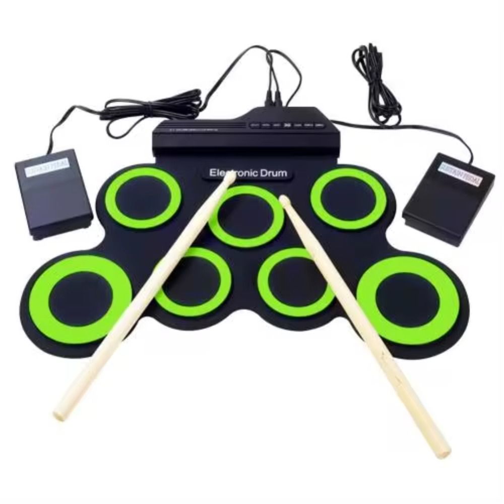 1 Box USB Portable Electronic Drum with Sustain Pedal Folding Music Drums for Beginner Children