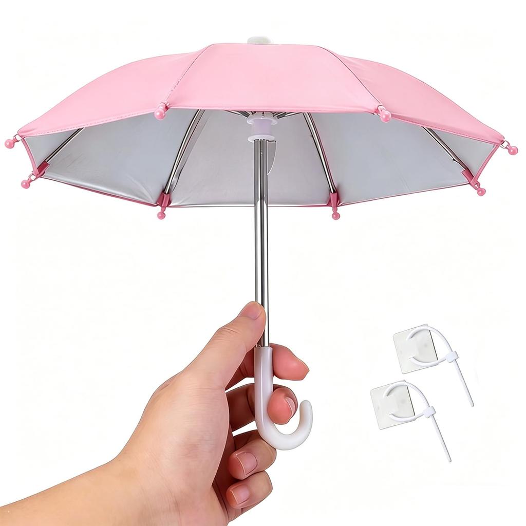 Bicycle Smartphone Holder Umbrella, Pink, Cute, Pink, Mini Umbrella, Rainproof,