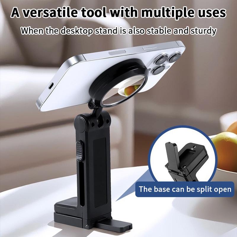 Multifunctional Magnetic Clip-On Cell Phone Holder Adjustable Selfie Holding Airplane Phone Stand Foldable Travel Desk Support