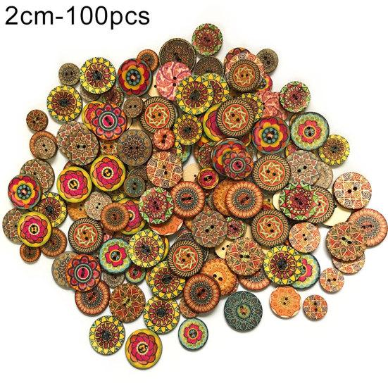 100 יחידות קלאסי פרח וינטג' מודפס כפתור עץ DIY תפירת בגדי תפאורה