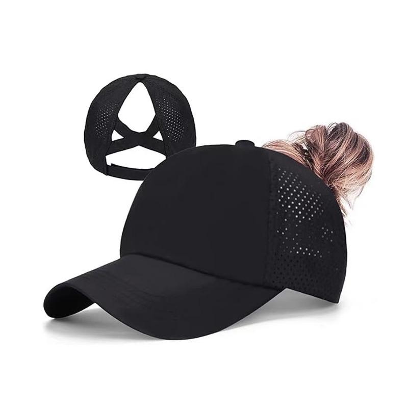 

Летние однотонные бейсболки, одежда для гольфа, женская спортивная шапка с хвостиком для отдыха, сетчатая быстросохнущая полуполая мужская фуражка one size чёрный