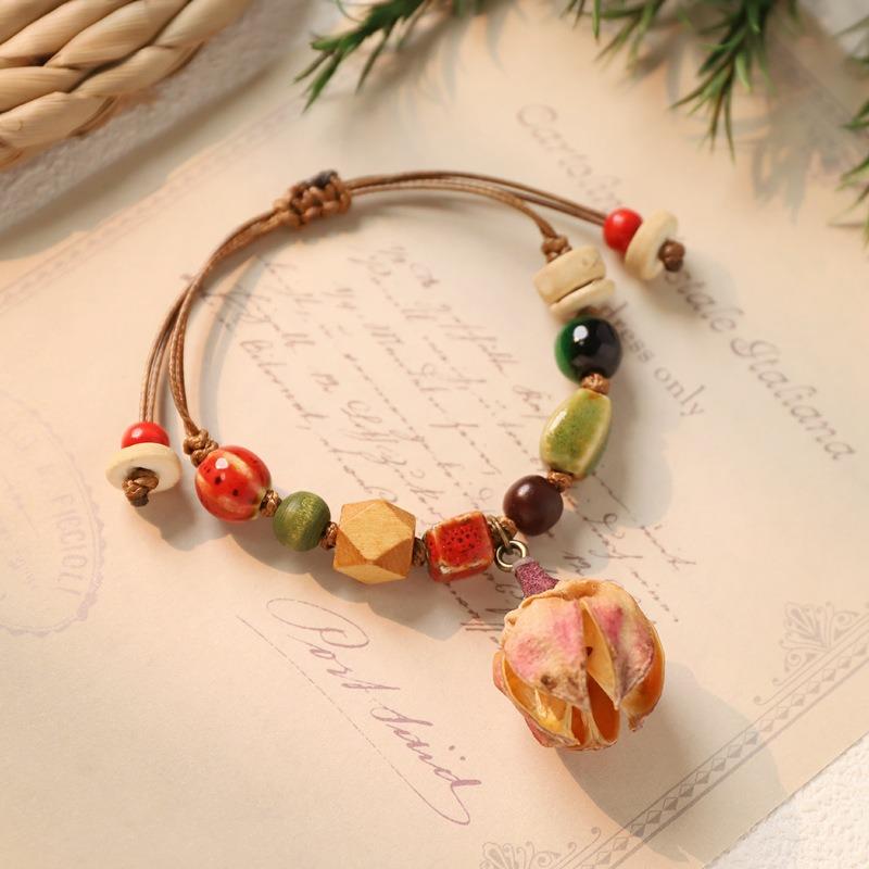 Retro Natural Plant Fruit Bracelet Hand Woven Acorn Hand Rope Women's Niche Literary Bracelet