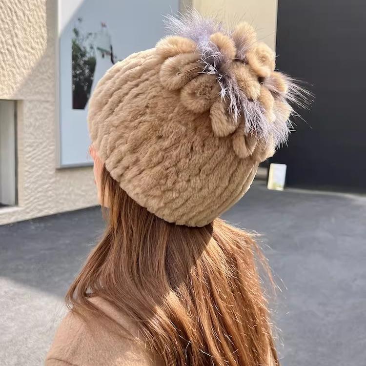 Hat Winter Women's Winter Fashion Rabbit Hair Baotou Hat Women's Youth Wool Thickened Warm Ear Protection Fur Ladies