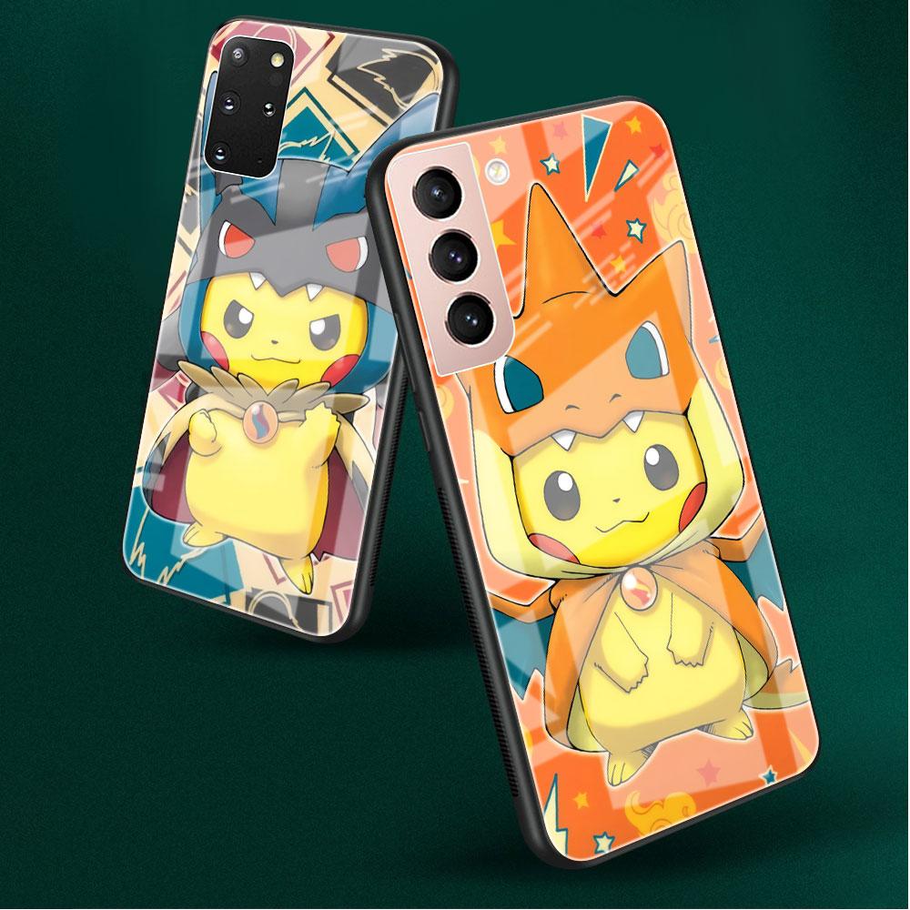 Glashülle für Samsung Galaxy S20 FE S22 Ultra S21 Plus Note 20 S10 Lite 10 S10e S9 Gehärtete Handyhülle Lustiges Pokemon Pikachu