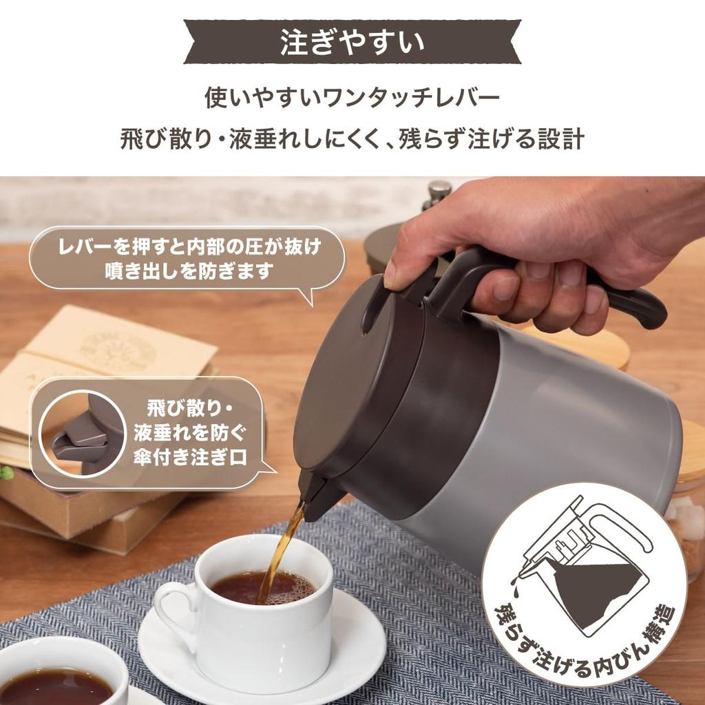 Atlas Coffee Tabletop Cold Insulation Thermal Insulation Vacuum Thermal Cold Stainless Easy to Direct Wide Server, Pot, Pot, Pot, 650ml, Insulation,