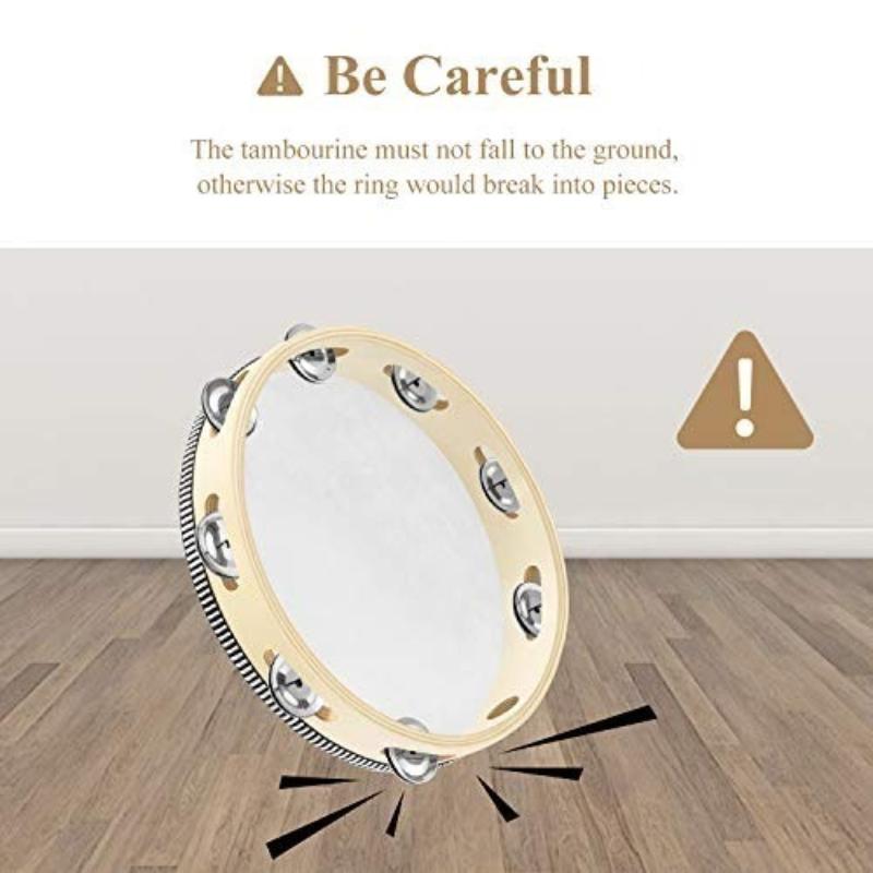 Plastic Tambourine for Kids 6/8/10 Inch Hand Held Percussion Drum Bell Portable Musical Instrument for Outdoor Camping Activity