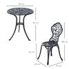 Bistro Set for 2 People, Balcony Furniture Set, Bistro Table with 2 Chairs, Black