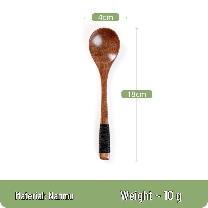 Cuillère à soupe japonaise Nanmu en bois petit - Bois massif pour remuer et boire la soupe