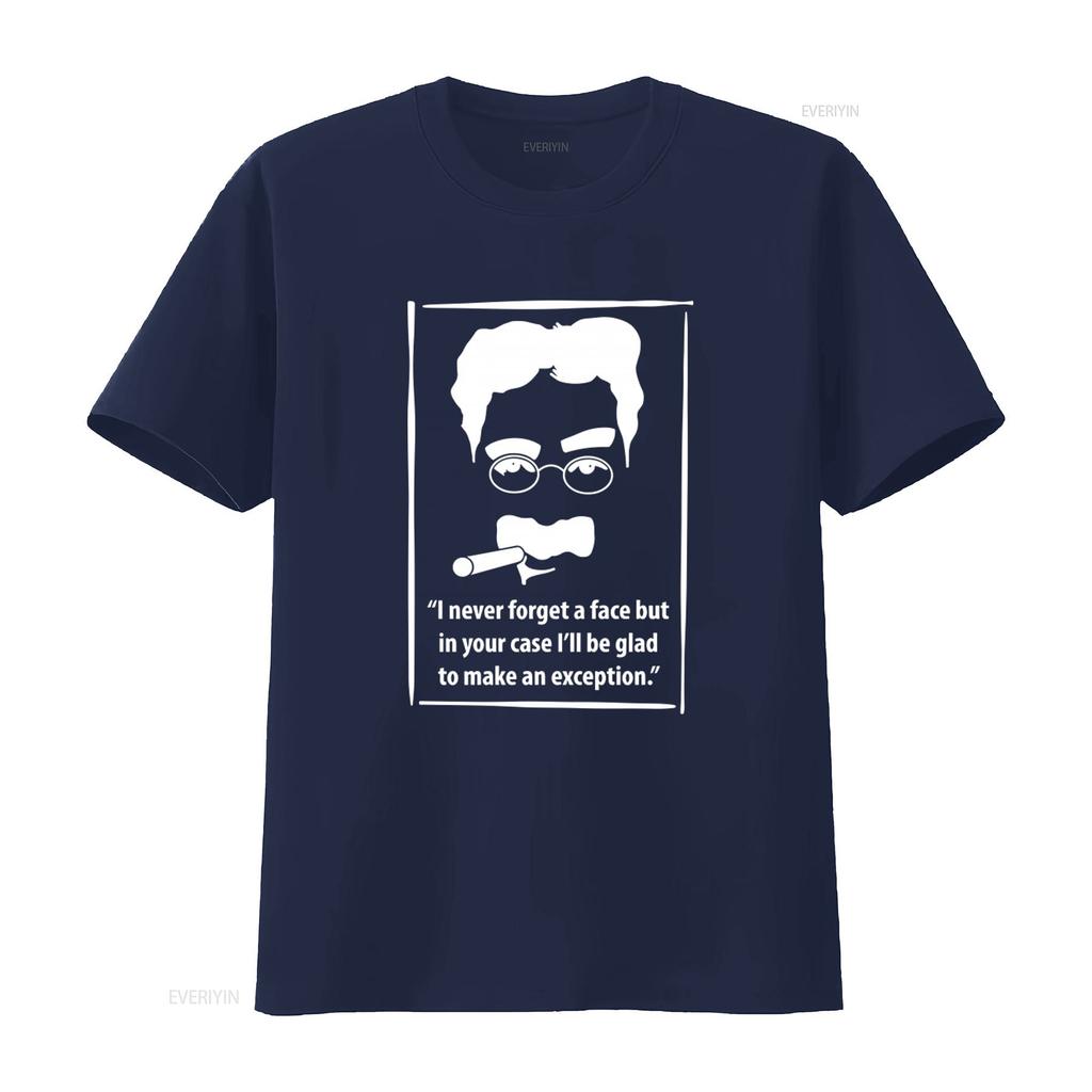 Groucho Marx Inspired Mens T Shirt with Never Forget a Face Quote Unique Design for Humor Lovers Vintage Washed Stylish