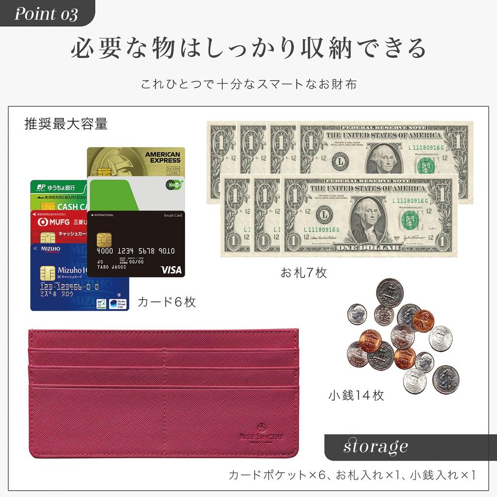 Genuine Leather Long 6 Card Slim Wallet with Bill Coin and Fragment Case SW2 [BLUE SINCERE] Ultra-thin Wallet, RFID, Slots, Anti-Skimming, Women's