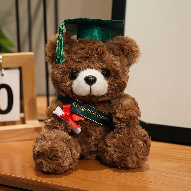 Doctor bear doll wearing doctor hat teddy bear graduation commemorative gift plush toy bear doll