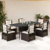 VidaXL Garden Dining Set and Cushions 7 Pcs Brown Rattan 3262976