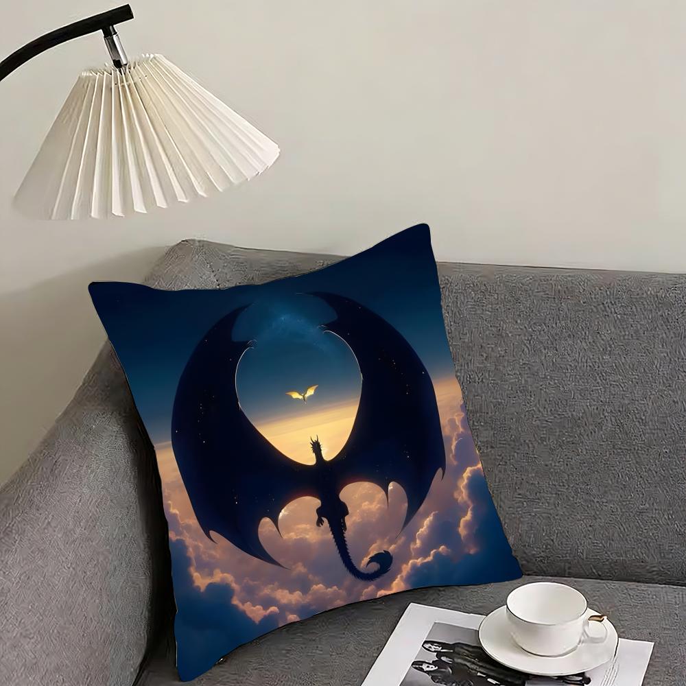 F-Fourth W-Wing Dragon Cushion Cover Reversible Plush Pillow Cover – For car, sofa, bedroom, perfect as a gift.