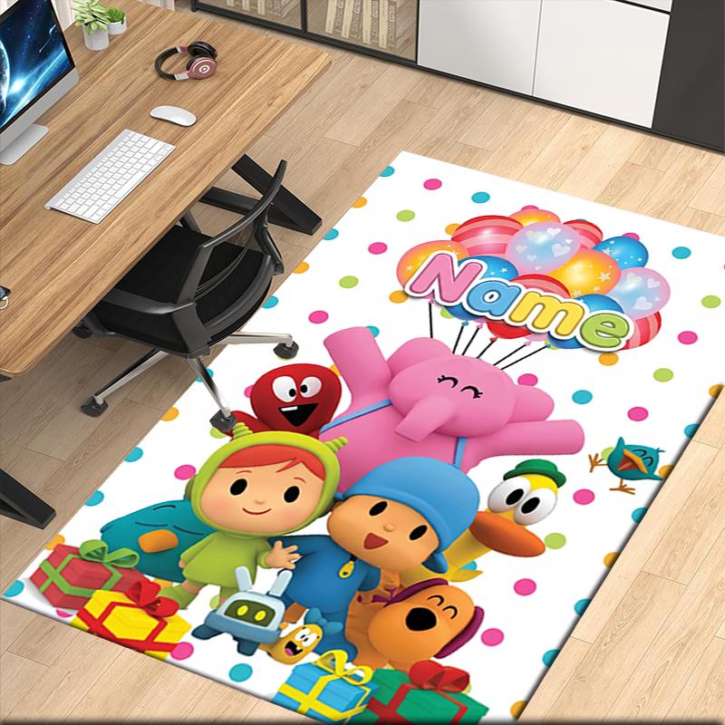 Custom Name Pocoyo Printed Carpet Rug For Office Chair Living Room Bedroom Kitchen Room Decor Gifts