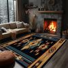 Southwestern Aztec Star Print Area Rug, Turquoise & Orange Tribal Design Non-Slip Floor Mat for Living Room Bedroom Home Decor