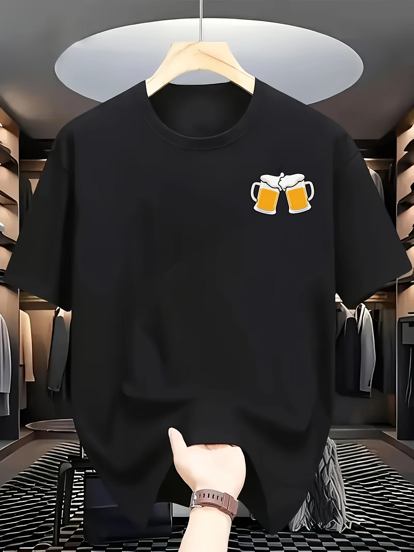 

Men s Summer Casual Short Sleeve T-shirt Beer Mug Graphic Print Soft Comfortable Breathable Street Hip Hop Everyday Men s Wear 4XL