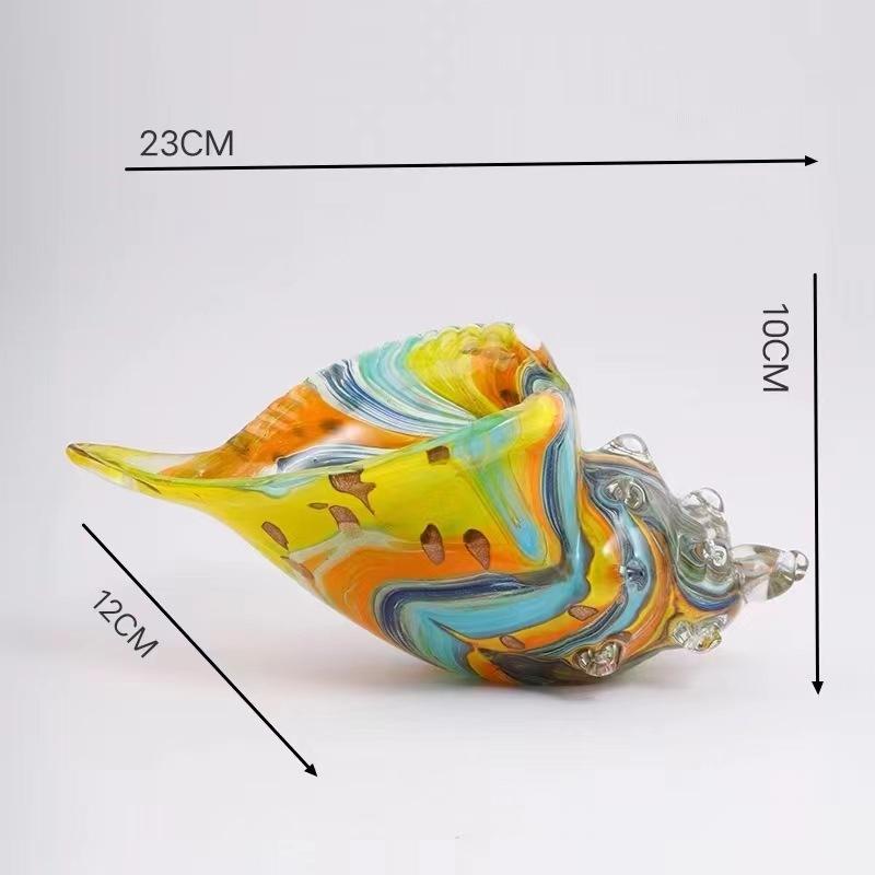 Glass Shell Sculpture Nautilus Transparent Colored