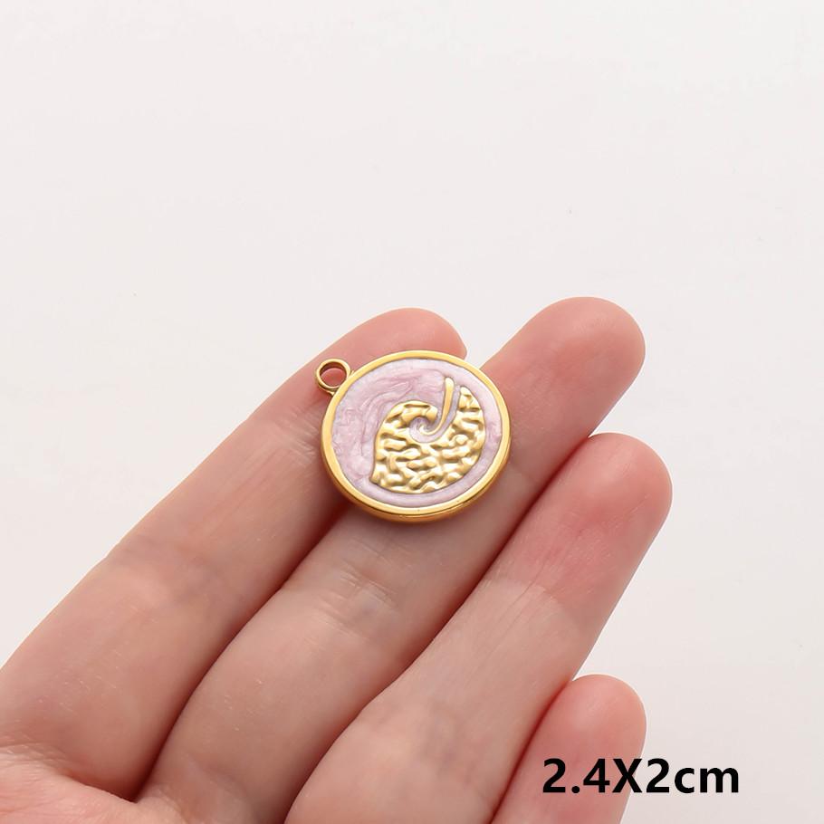 2pcs Marine Animals Pink/Hot Pink Enamel Charm Shell Jellyfish Starfish Conch Stainless Steel Pendant Charms For Jewelry Making