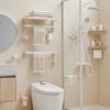 Yi Pan Foldable Double Towel Rack, Space Aluminum with Beech Wood White Style