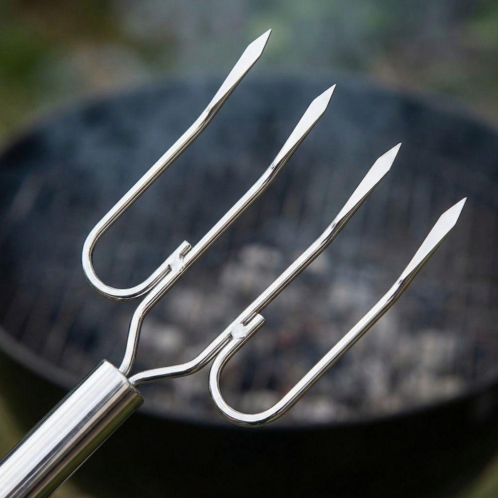 Čtyřzubá vidlička na grilování Tepelně odolná vidlička na gril BBQ Vidličky na zvedání krůty Venkovní grilování