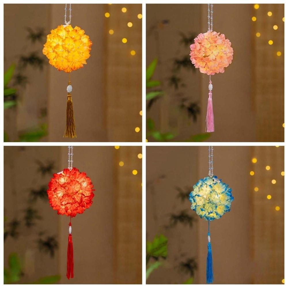DIY Material Kit Handmade Hydrangea Lantern Glowing Floral Flower Ball Lamp Ancient Style Luminous Handheld Light Kids Craft