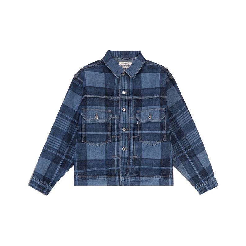 Levis Plaid Denim Jacket Men Jackets Blue 21261-0009