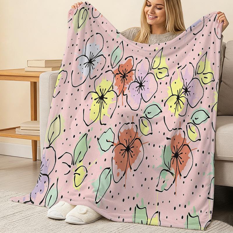 Floral Series Thick & Warm Flannel Blanket – Soft, Skin-Friendly, Cozy for Home, Couch, Guest Room, Holiday Decor (Christmas, Halloween)