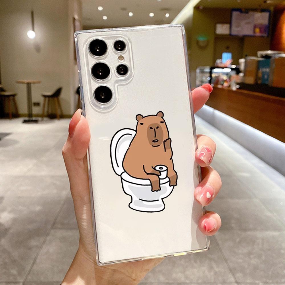 Cute Cartoon funny Capybara Phone Case for Samsung Galaxy S24 S20 S21 FE S22 Plus S23 Ultra 5G Soft Transparent Cover Fundas