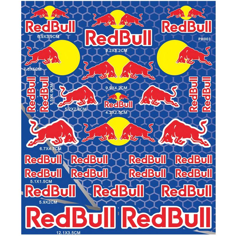 Motorcycle Stickers, Red Bull Events Sponsored Stickers, Plastic Helmet, Car Body, Homemade Decorative Waterproof Sunscreen Stickers Tank
