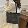 Stylish Black Polka Dot Bow Tote Bag For Women 2024 Large Capacity Casual Shoulder Handbag