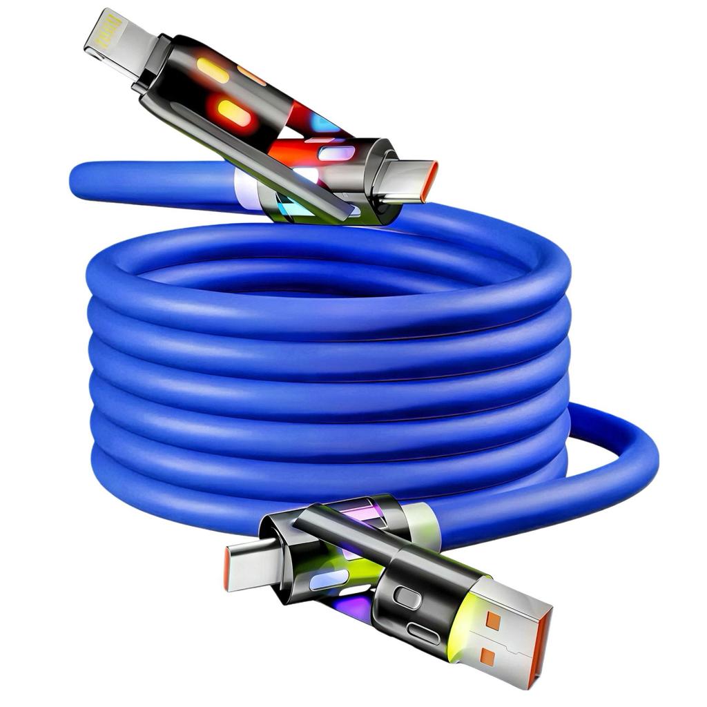 Seven-Color 4-in-1 Super Fast Charging Cable for Apple, Huawei, Honor, Xiaomi, Samsung, Android - PD16/17 Compatible