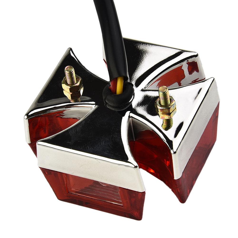 

Тормозной задний фонарь для мотоцикла, мальтийский крест, светодиодная лицензия, универсальные квадроциклы, хромированные чопперы из АБС-пластика, постоянный ток 12 В