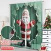 2pcs 2D flat printing Christmas Drapes Santa Christmas Festive Joyful Celebration 100% Polyester Without Electricity Festive