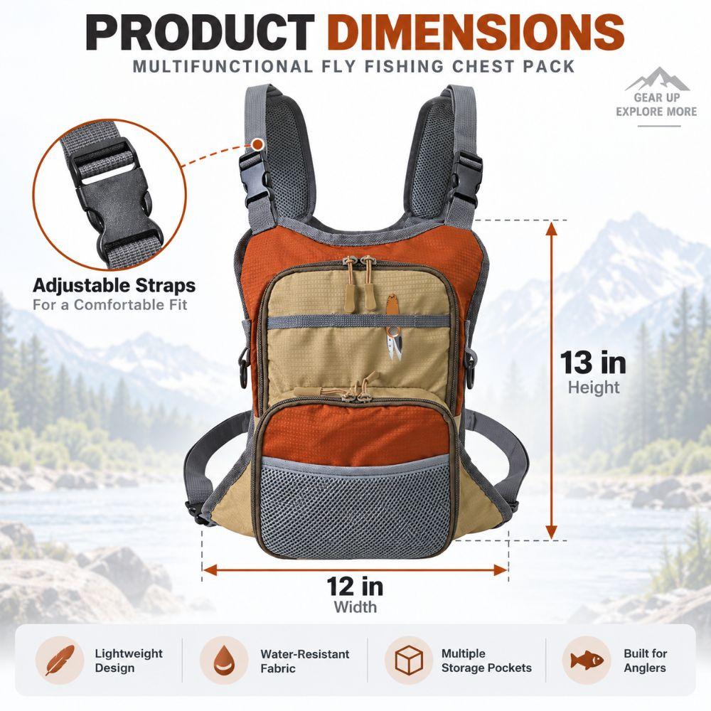 Lightweight Fly Fishing Chest Pack Wear Resistant Fishing Gear Organizer  Outdoor Angling