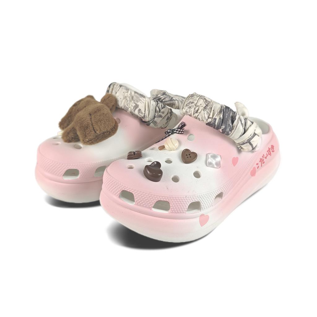 Crocs Crush Clog EVA Decorative Buckle Hand-Painted Graffiti Casual Fashion Versatile Hole Shoes Unisex White