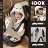 Women's Cute Cartoon Tiger Hooded Coral Fleece Pajamas - Thickened Long Sleeve Robe Suitable for Autumn and Winter, Wearable Outdoors.