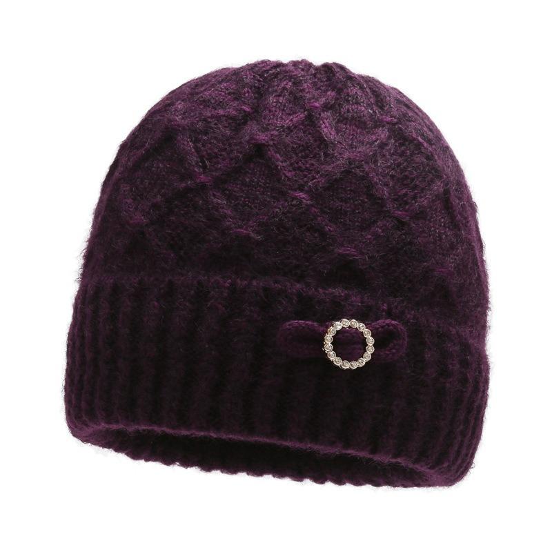 Old man hat female winter grandma old lady autumn and winter mother knitted wool thickened and velvet to keep warm