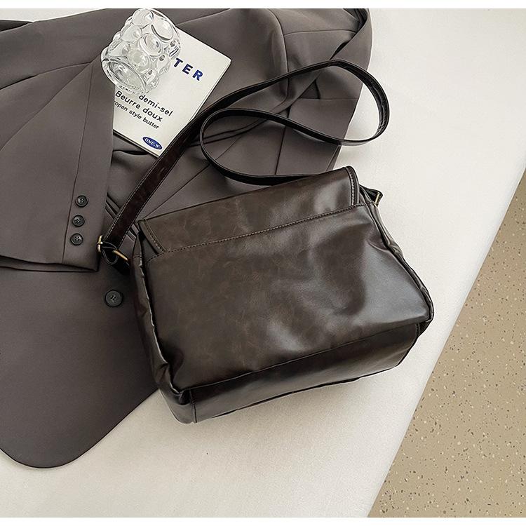 Dames Taske PU Vintage Koreansk Ny Høj Kapacitet Skuldertasker Rene og Tasker Crossbody Messenger Taske