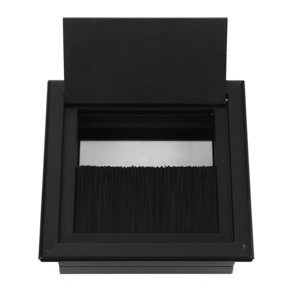 2 Stück 80mm x 80mm / 3.15x3.15in Schreibtisch-Kabeldurchführung Aluminiumlegierung Quadratische Form Kabeldurchführung Bürste Schwarz Kabeldurchführung Langlebig