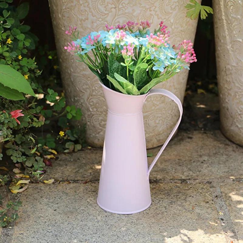 Flower Vase Tin Pitcher Jug Metal Wedding Garden Decoration Beautiful Retro Jug In Vintage Iron Flower Pot Dried Flower Holder