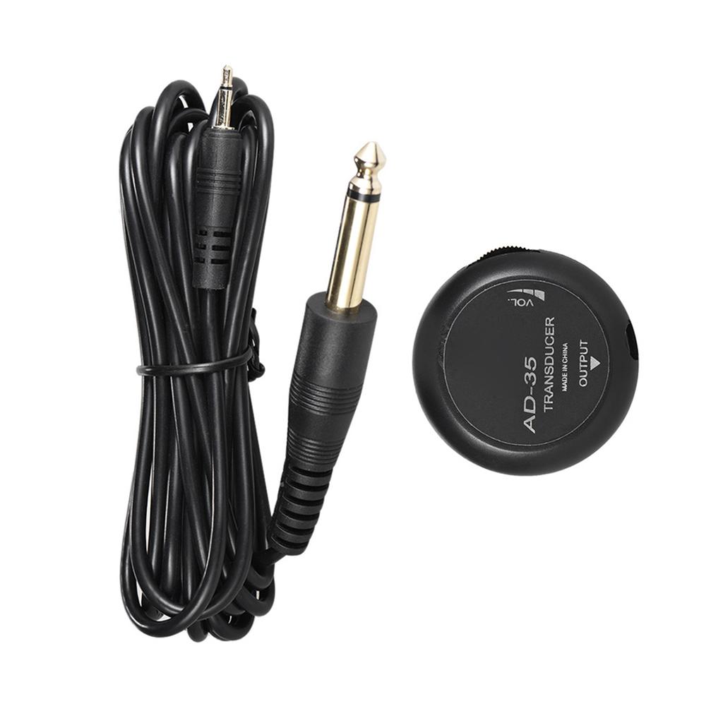 Adeline AD 35 Mini Piezo-Tonabnehmer Kontaktmikrofon Schallwandler mit 6,35 mm Ausgangsklinke 3 Meter Kabel für Akustik