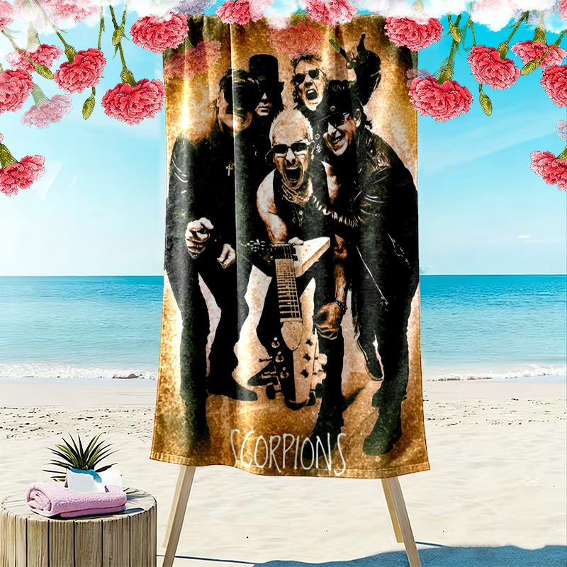 Scorpions Band Print Beach Towel, Large Soft Quick Dry Towel for Beach Camping Swimming