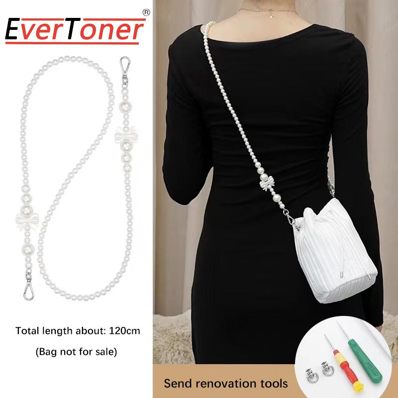 EverToner Pearl Bag Chain Crossbody Strap Lanyard Extender DIY Accessories Pearl Handbag Strap Replacement Accessories