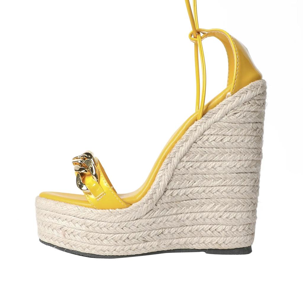Fashion Metal Clear European and American Woven Hemp Rope Women's Shoes Wedge Platform Sandals 10363 Series 14cm Heel 4cm Platform LFD