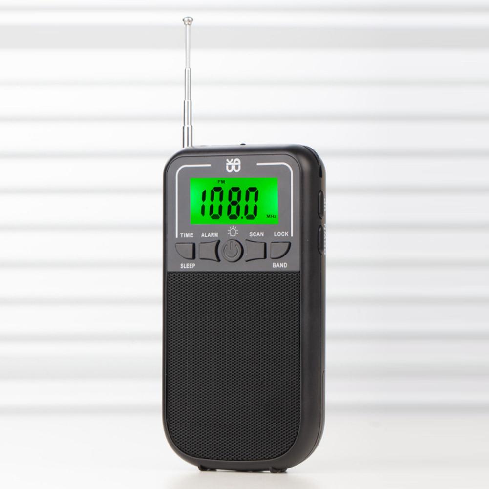 AM FM Radio Digital Display Mini Pocket Radio Flashlight Multifunctional Radio Alarm Clock Sleep Mode 3.5mm Headphone Jack
