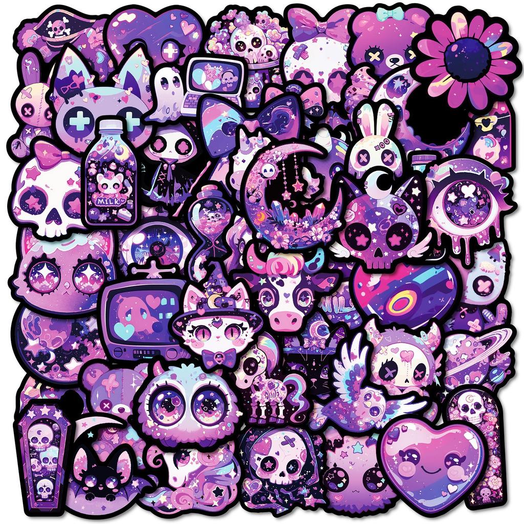 50 Purple Gothic Graffiti Stickers DIY Personalized Handbook Material Waterproof Stickers