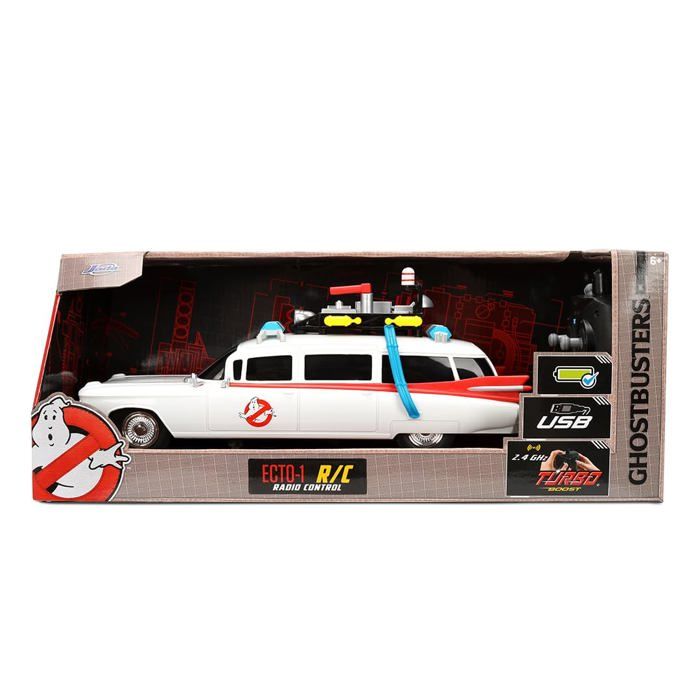 Mașinuță radiocomandată SOS Fantomă - Jada - Ecto-1 - 1/16 - Funcție turbo - Control complet - 38x16x13 cm